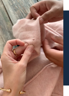 Réparer trou de mite pull