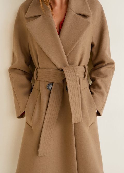 Manteau long en laine bouillie beige